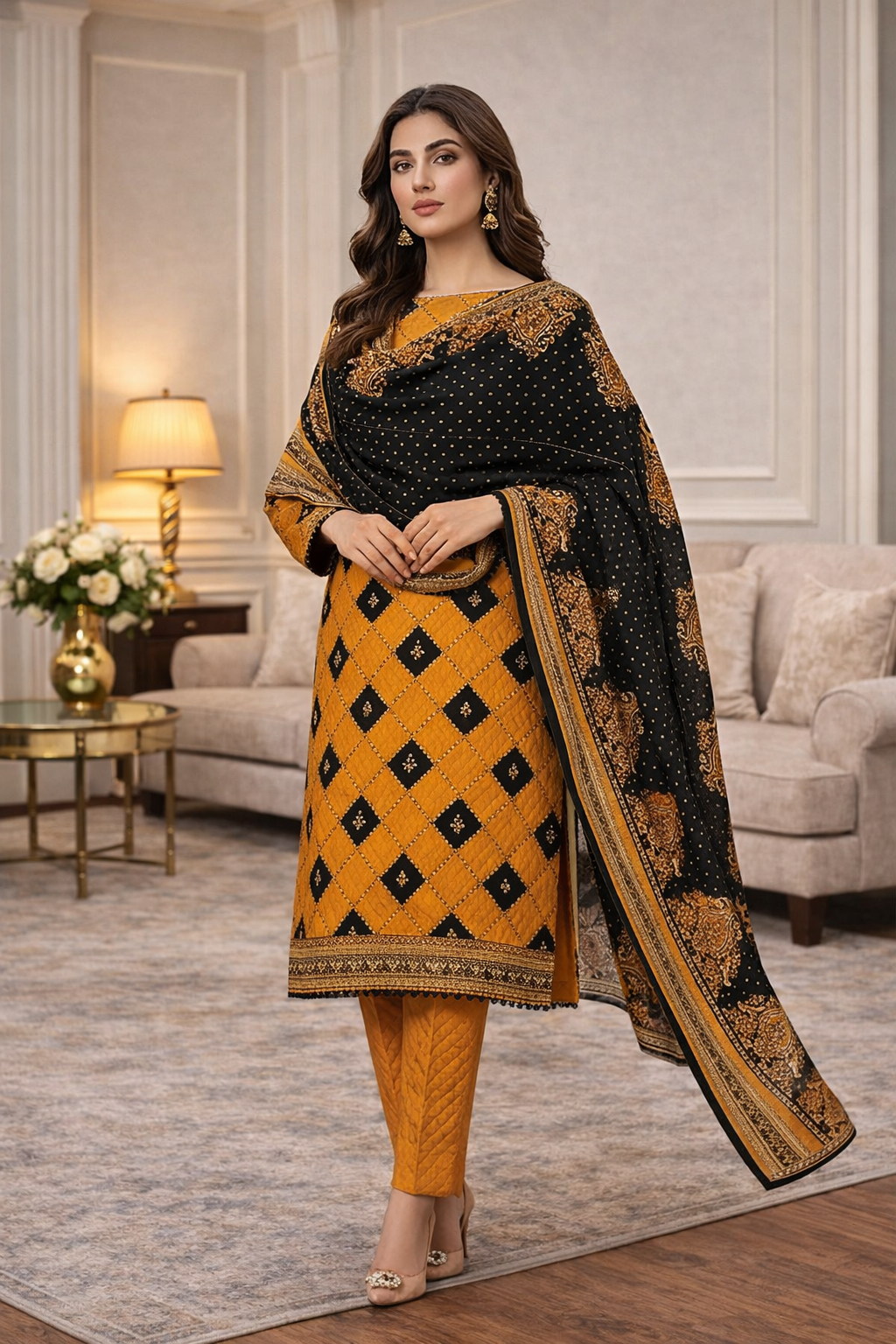 Swiss Lawn Unstitched 3 Piece Suit - A1403
