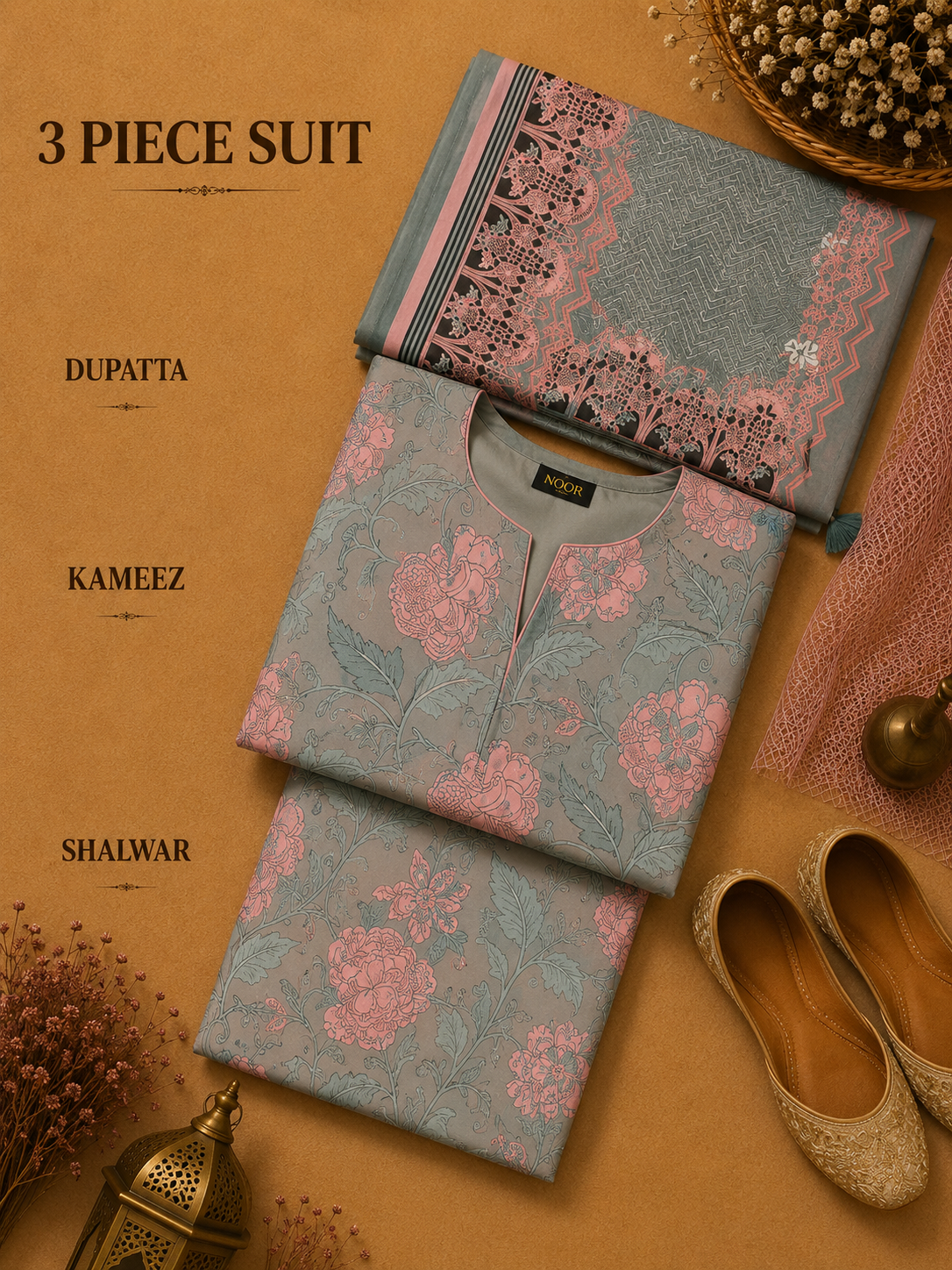 Signature Premium Unstitched 3PC Noble Lawn Suit - T1704