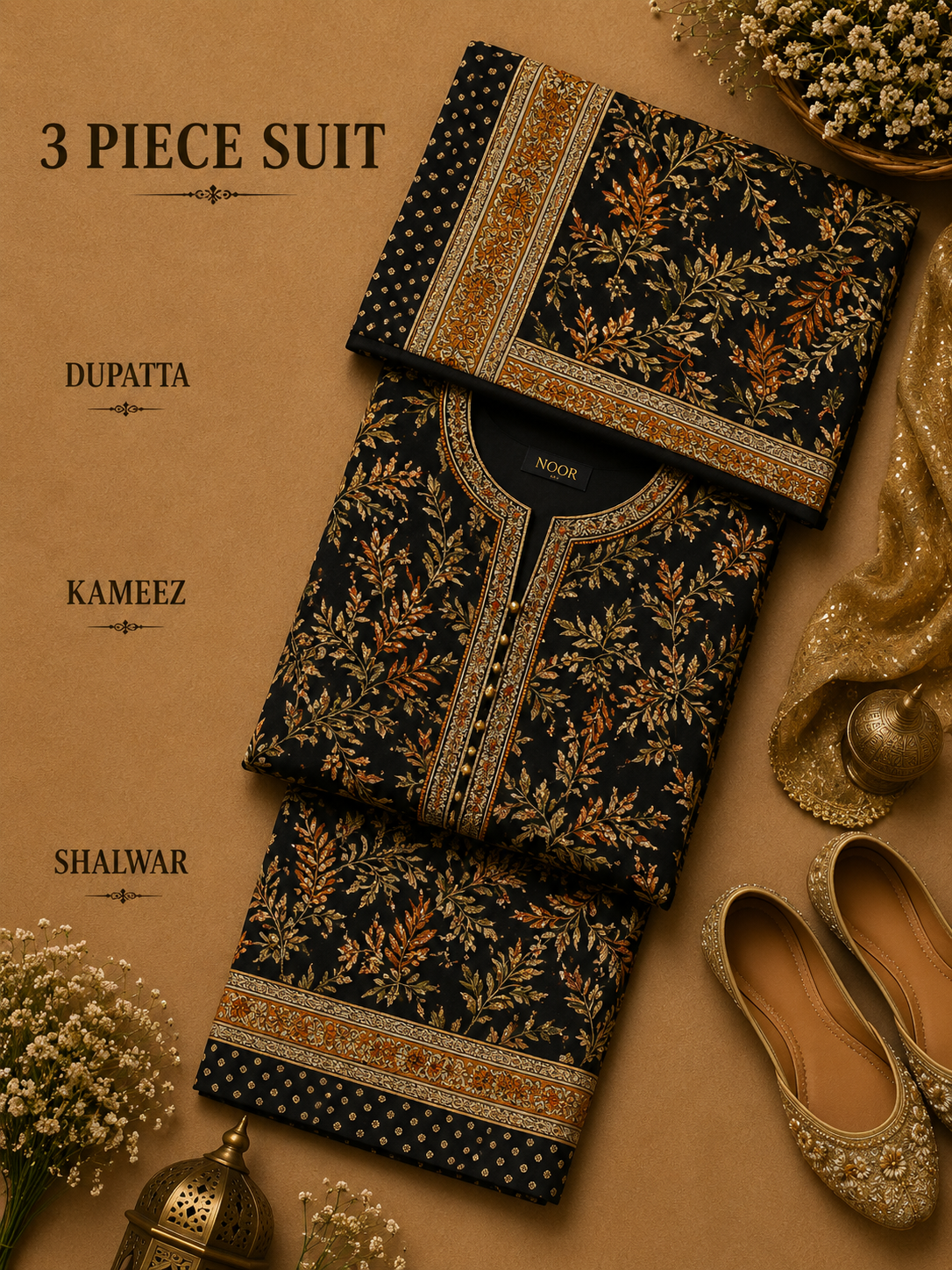 Signature Premium Unstitched 3PC Noble Lawn Suit - M1401