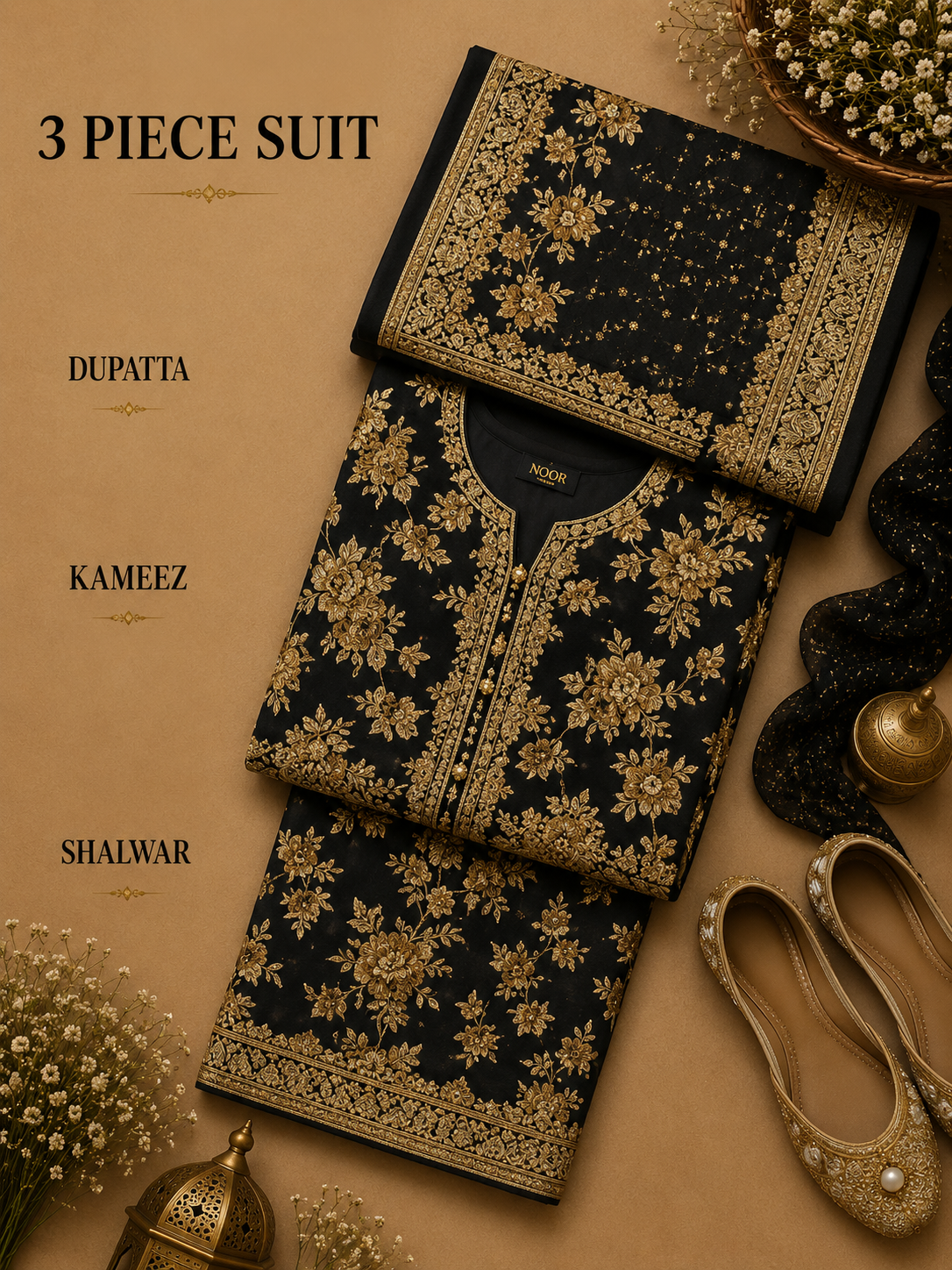 Signature Premium Unstitched 3PC Noble Lawn Suit - M1405