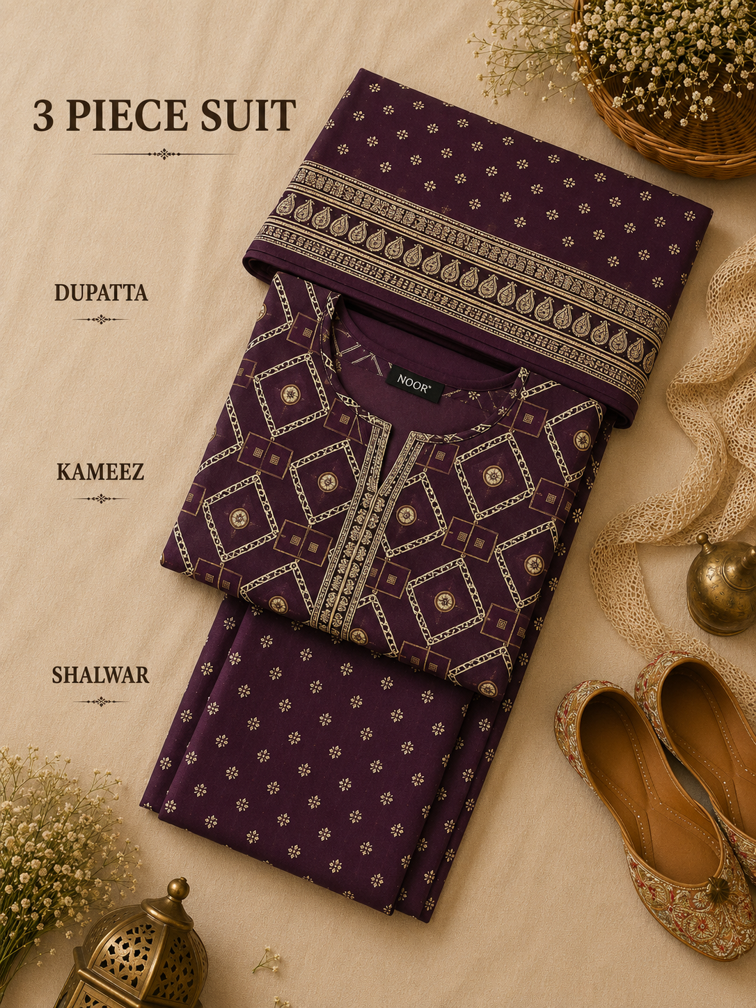 Signature Premium Unstitched 3PC Regal Lawn Suit - M1505