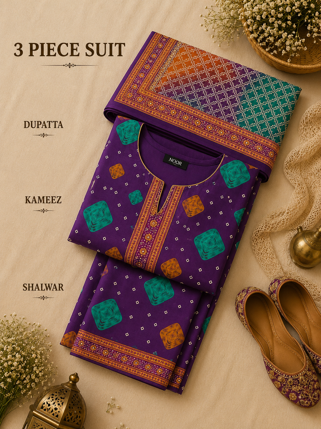 Signature Premium Unstitched 3PC Regal Lawn Suit - M1506