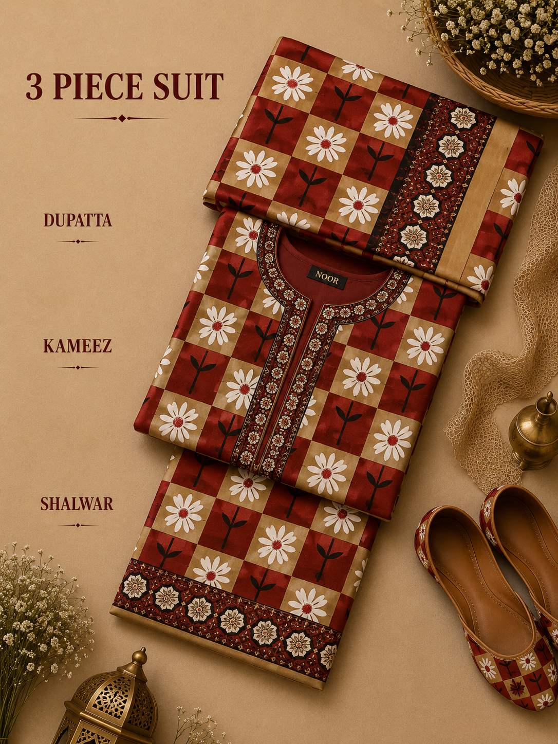 Signature Premium Unstitched 3PC Noble Lawn Suit - M1413
