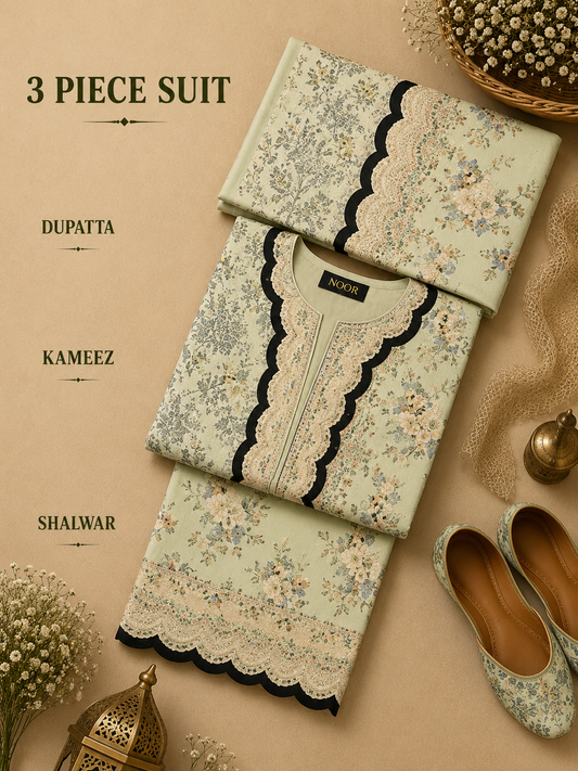 Signature Premium Unstitched 3PC Noble Lawn Suit - M1414