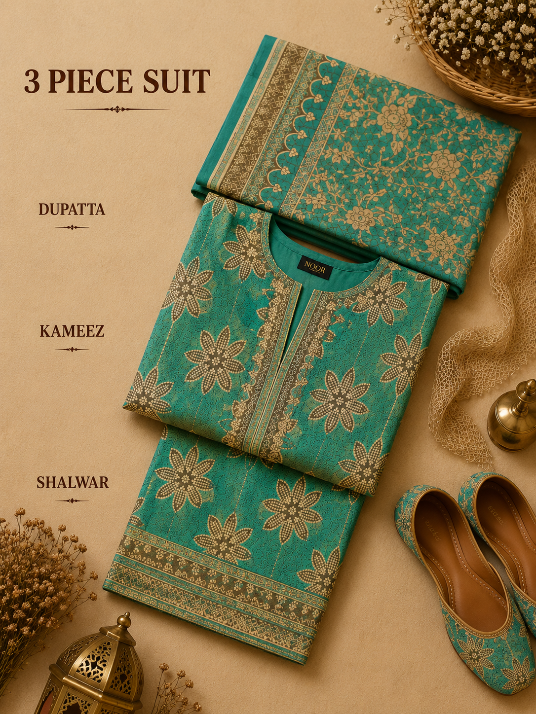 Signature Premium Unstitched 3PC Noble Lawn Suit - T1701