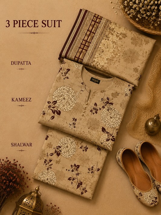 Signature Premium Unstitched 3PC Noble Lawn Suit - T1702