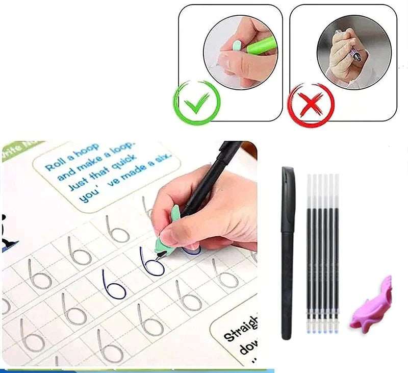 KIDS PRACTICE BOOK FOR LEARNING & GROWTH (4 BOOKS + 1 PEN + 1 GRIP + 10 REFILL)