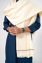 J. Men's Winter Wool Shawl - White