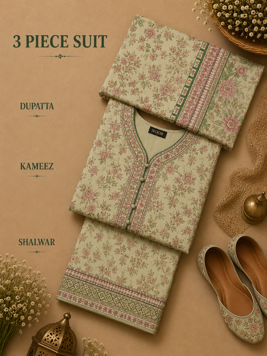Signature Premium Unstitched 3PC Noble Lawn Suit - M1408