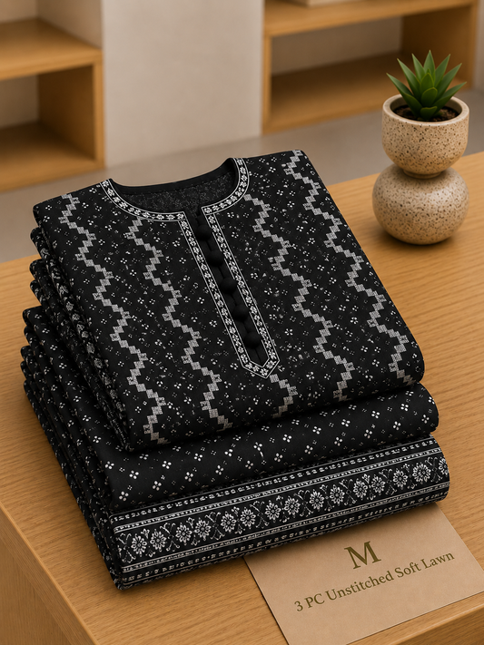 Soft Lawn Unstitched 3PC Women Suit - U1402