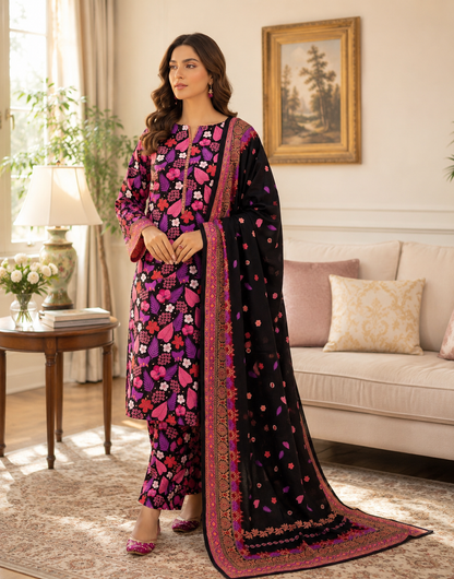 Swiss Lawn Unstitched 3 Piece Suit - A1603