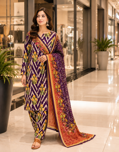 Swiss Lawn Unstitched 3 Piece Suit - A1616