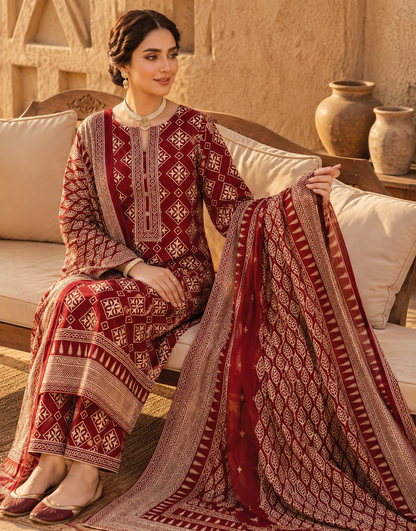 Swiss Lawn Unstitched 3 Piece Suit - A1609