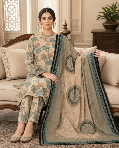 Swiss Lawn Unstitched 3 Piece Suit - A1604