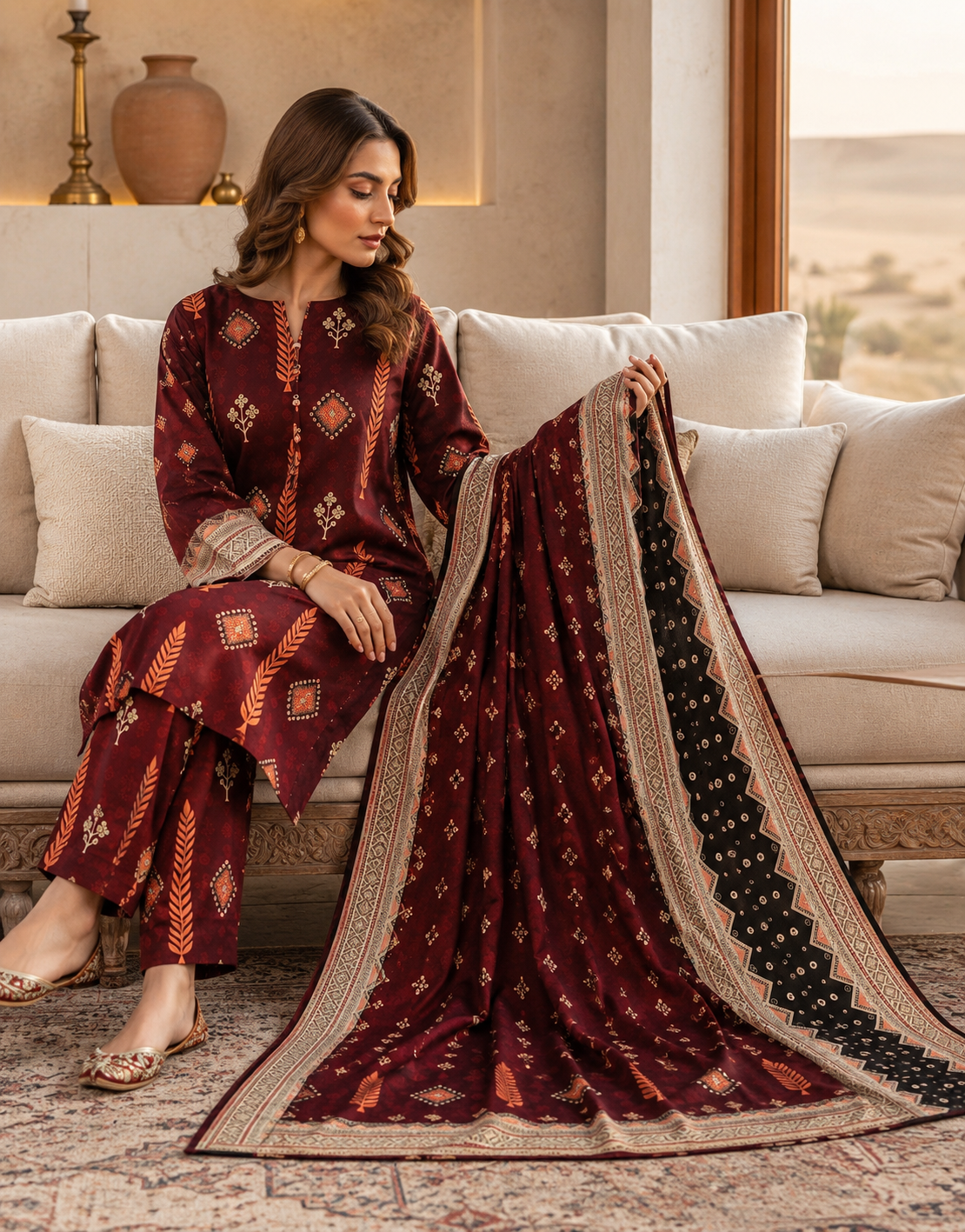 Swiss Lawn Unstitched 3 Piece Suit - A1602