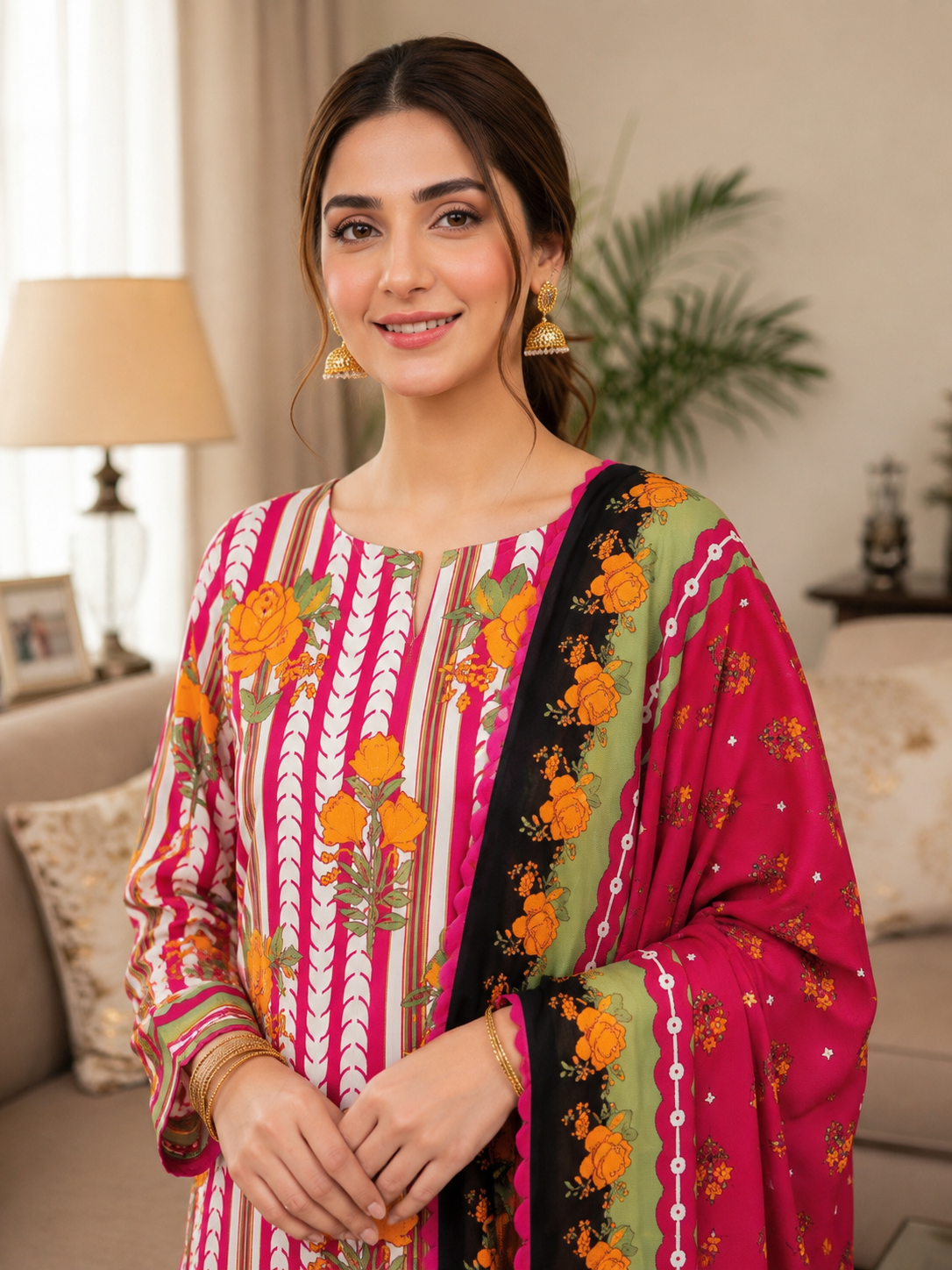 Swiss Lawn Unstitched 3 Piece Suit - A1615