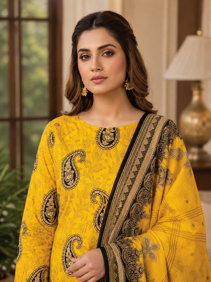 Swiss Lawn Unstitched 3 Piece Suit - A1610