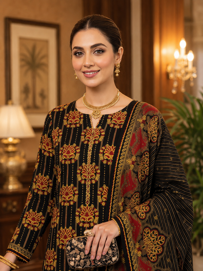 Swiss Lawn Unstitched 3 Piece Suit - A1607