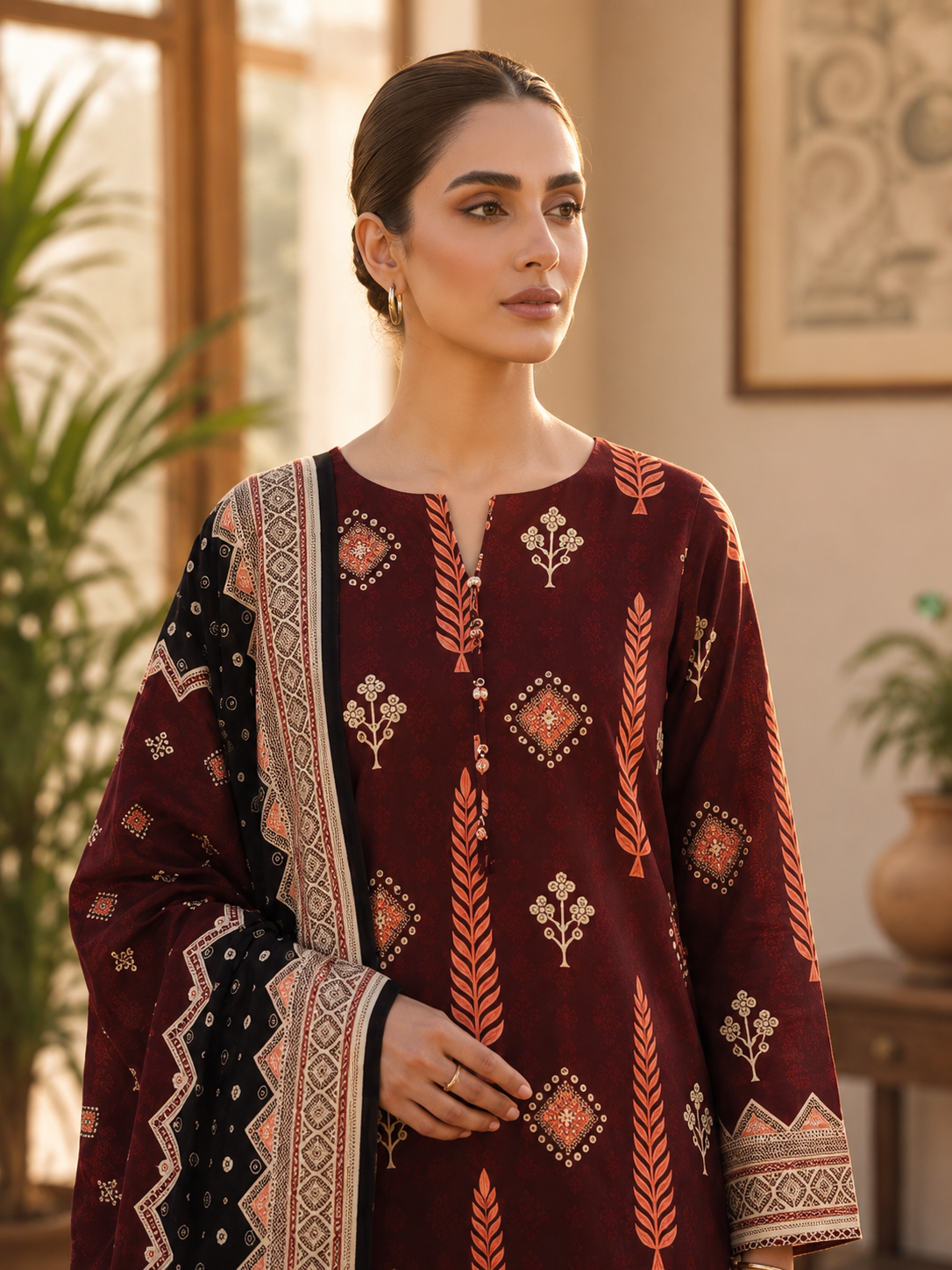 Swiss Lawn Unstitched 3 Piece Suit - A1602