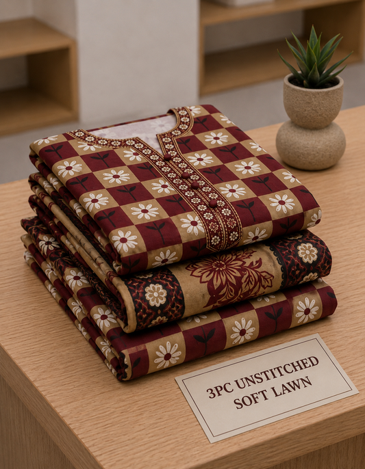 Soft Lawn Unstitched 3PC Women Suit - U1413