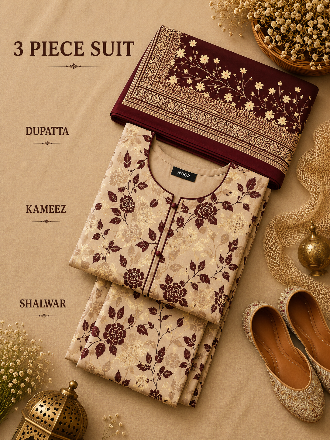 Signature Premium Unstitched 3PC Regal Lawn Suit - M1515