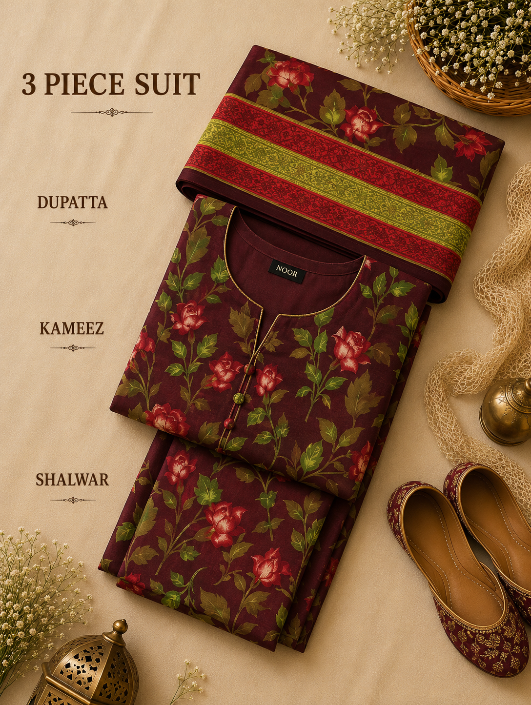 Signature Premium Unstitched 3PC Regal Lawn Suit - M1516
