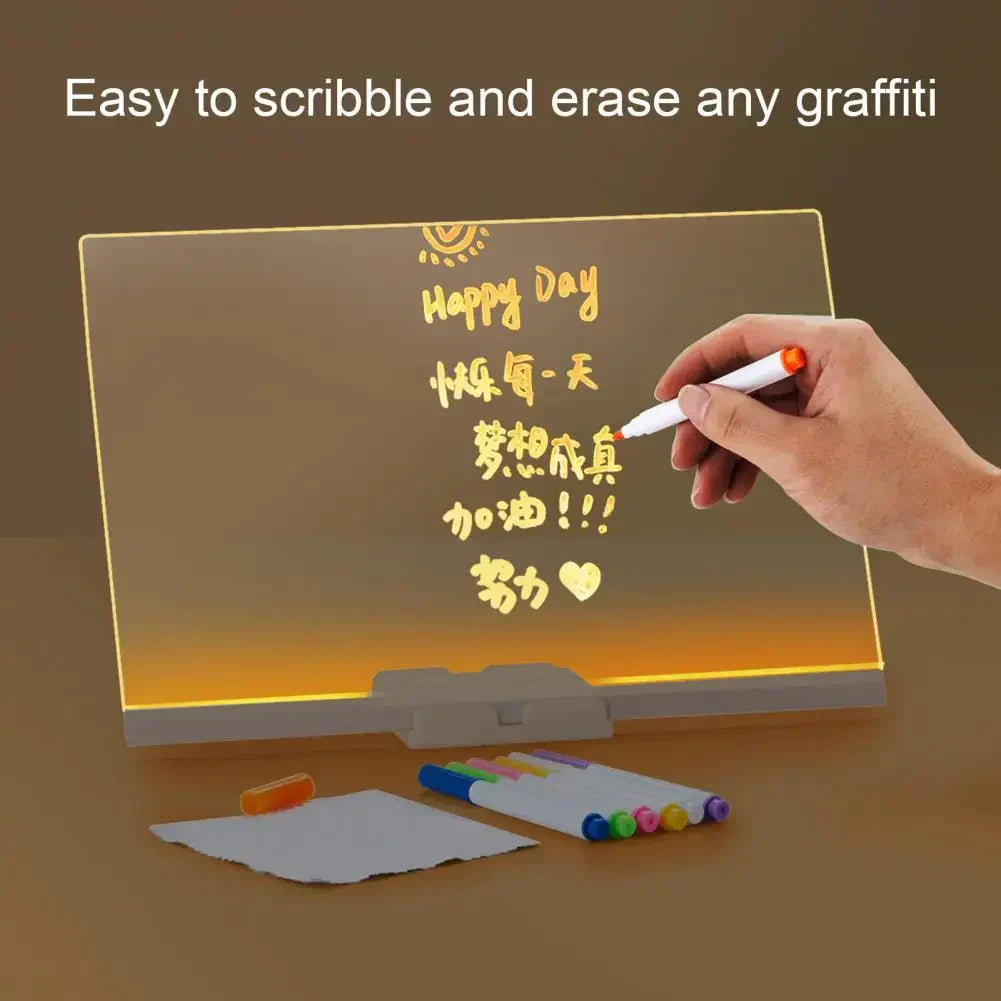LED Light-Up Writing Board with Markers – Colorful Writing Pad with Stand & Erasable Pens for Kids